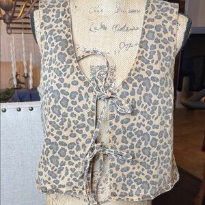 American Eagle Leopard Print Tie-Front Vest